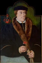 アイレットと手袋を握って男の肖像